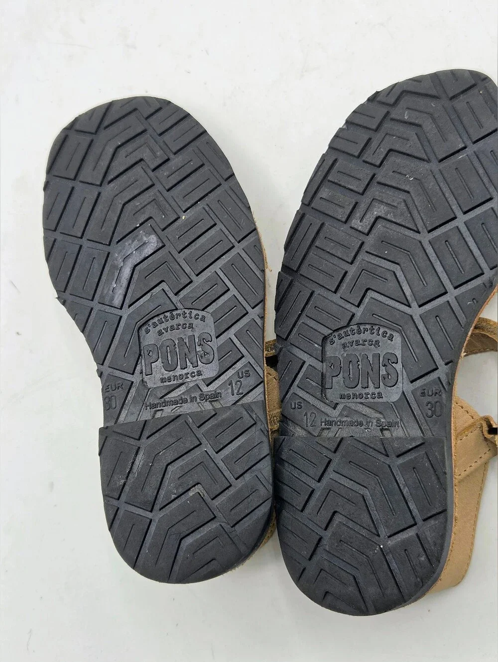 PONS Avarcas Leather Sandals Tan Beige Kids Size US 12 EUR 30 Handmade Spain